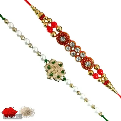 Rakhi set of 2, Rakhiya, Rakhi combo,with roli and chawal packet 302