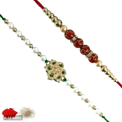 Rakhi set of 2, Rakhiya, Rakhi combo,with roli and chawal packet 259