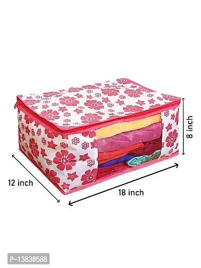 Pink Flower Saree Covers With Zip Saree Covers For Storage Saree Packing Covers For Wedding Pack Of 10-thumb3