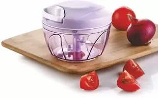 2 in 1 Polypropylene 500ML Handy and Compact Chopper with 3 Blades for Effortlessly Chopping Vegetables and Fruits for Your Kitchen and a Whisker (Purple) (1 Chopper) (500 ml) (3 Blades)-thumb1