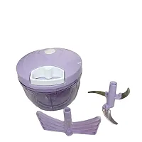 2 in 1 Polypropylene 500ML Handy and Compact Chopper with 3 Blades for Effortlessly Chopping Vegetables and Fruits for Your Kitchen and a Whisker (Purple) (1 Chopper) (500 ml) (3 Blades)-thumb2