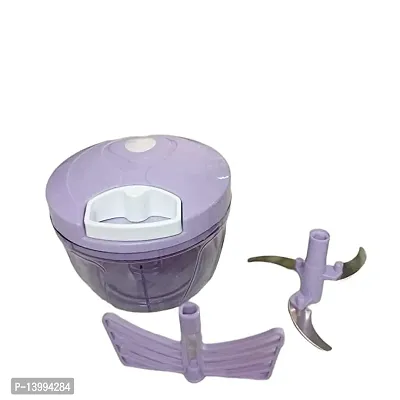 2 in 1 Polypropylene 500ML Handy and Compact Chopper with 3 Blades for Effortlessly Chopping Vegetables and Fruits for Your Kitchen and a Whisker (Purple) (1 Chopper) (500 ml) (3 Blades)-thumb3