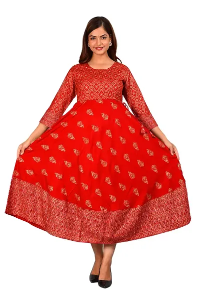 Resarupraj Women's Rayon Anarkali Long Kurta