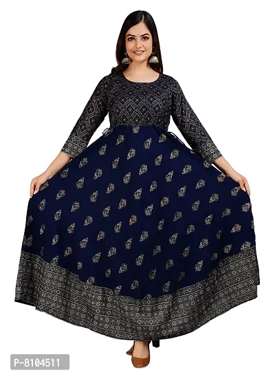 Resarupraj Women's Rayon Printed Anarkali Long Kurta-thumb0