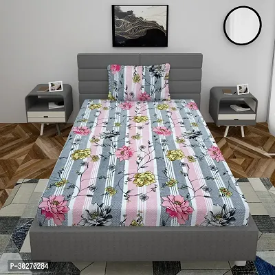 Comfortable Glace Cotton Printed Single Bedsheet With One Pillow Cover