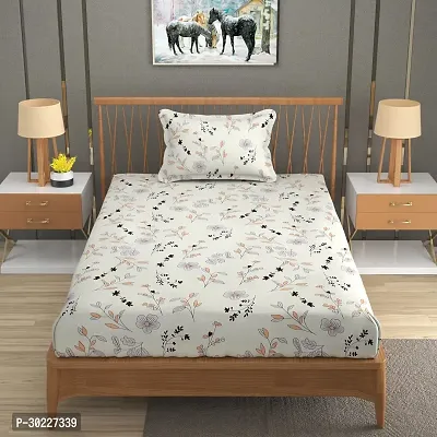 Comfortable Glace Cotton Printed Single Bedsheet with One Pillow Cover