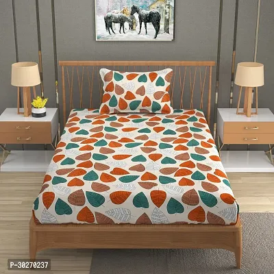 Comfortable Glace Cotton Printed Single Bedsheet With One Pillow Cover