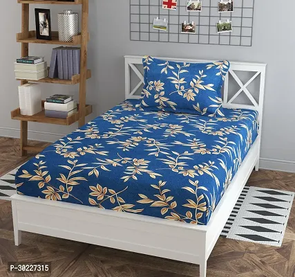 Comfortable Glace Cotton Printed Single Bedsheet with One Pillow Cover