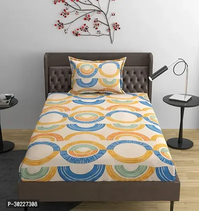 Comfortable Glace Cotton Printed Single Bedsheet with One Pillow Cover