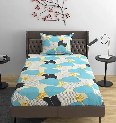 Printed Glace Cotton Fitted Single Bedsheet with Cover