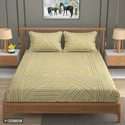 Comfortable Yellow Glace Cotton Double 1 Bedsheet + 2 Pillowcovers