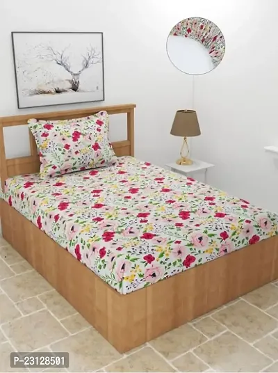 Single fully Elastic fitted bedsheet with 1 pillow cover