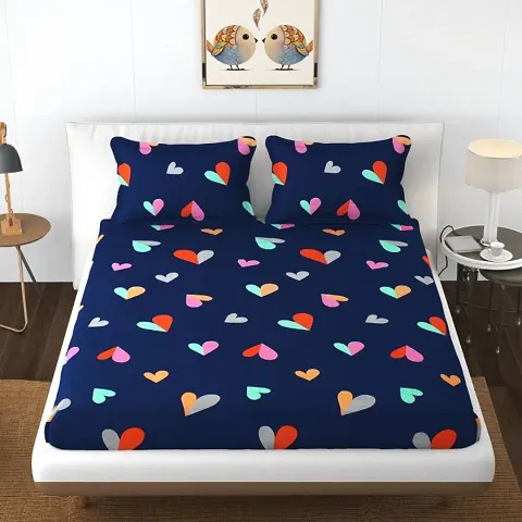 Printed Glace Cotton Double Bedsheet with 2 Pillow Cover