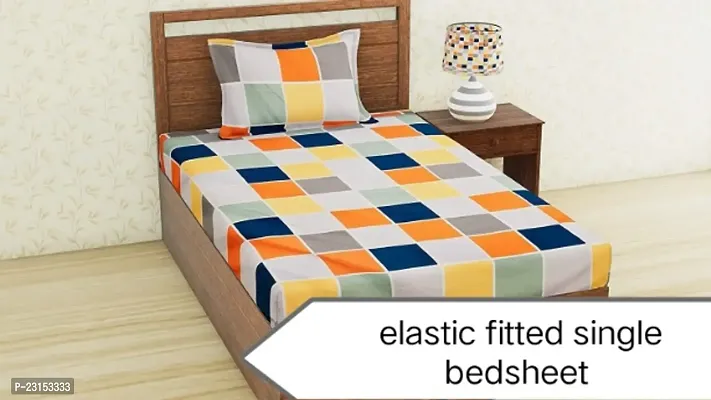 Single fully Elastic fitted bedsheet with 1 pillow cover-thumb0