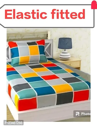 Single fully Elastic fitted bedsheet with 1 pillow cover