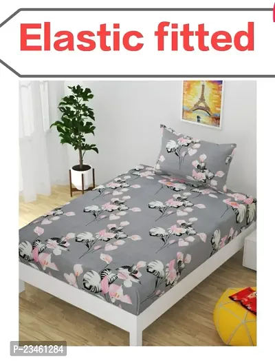 Single fully Elastic fitted bedsheet with 1 pillow cover-thumb0