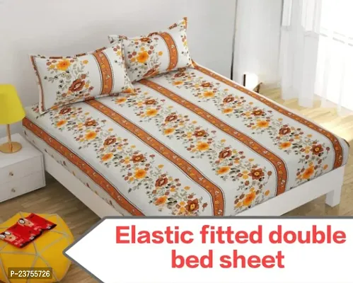 Classic Glace Cotton Printed Bedsheet with Pillow Covers-thumb0
