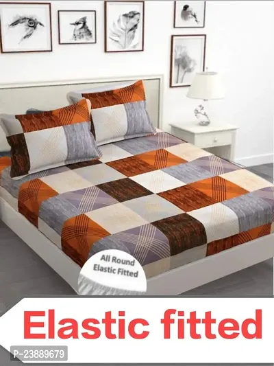 LAVIS Double Elastic fitted bedsheet with 2 pillow cover