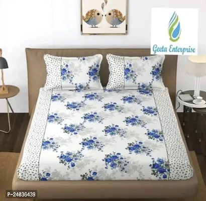 Classic Glace Cotton Printed  Bedsheet with Pillow Covers-thumb0