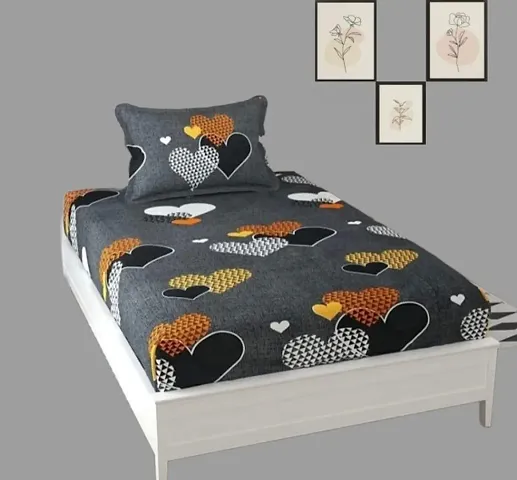 Printed Glace Cotton Single Bedsheet with Pillow Cover