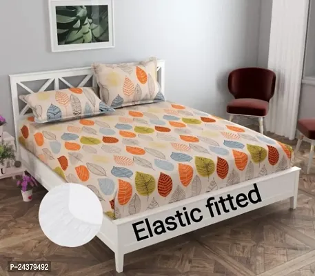 Rylish Double Elastic fitted bedsheet with 2 pillow cover