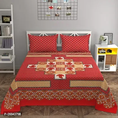 Fancy Cotton Printed Double Bedsheet With 2 Pillow Covers