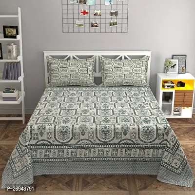 Fancy Cotton Printed Double Bedsheet With 2 Pillow Covers