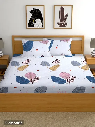 Classic Printed Glace Cotton Double Bedsheet With 2 Pillow Cover