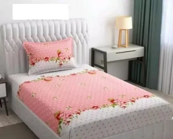 Printed Glace Cotton Fitted Single Bedsheet with Cover