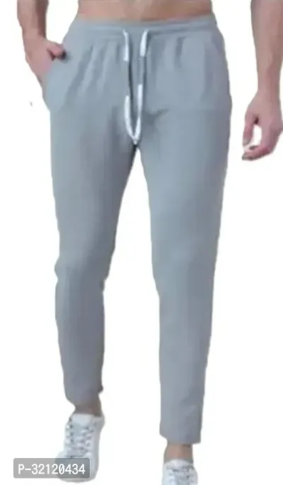 Stylish Light Grey Polycotton Solid Regular Track Pants For Men-thumb0