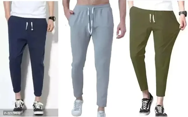 Stylish Multicoloured Polycotton Solid Regular Track Pants For Men Pack Of 3