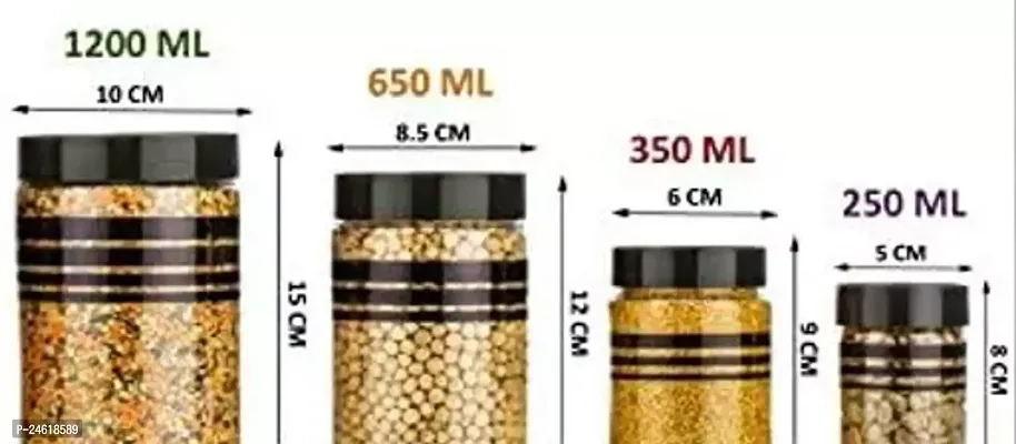 Plastic Line Print Storage Jar And Container,Set Of 24 (6 Pcs X 1200 Ml Each, 6 Pcs X 650 Ml Each, 6 Pcs X 350 Ml Each, 6 Pcs X 250 Ml Each), | Air Tight | Bpa Free (Silver)
