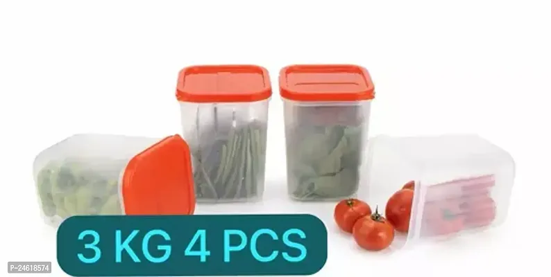 Plastic Jars For Kitchen Storage 3Kg Cube Plastic Jar Container For Spices Dry Fruits And Food Bpa Free,100% Crystal Clear Plastic Jar For Transparent Storage (3000Ml, 4 - Pieces)