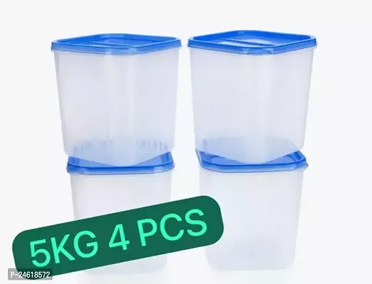 Plastic Jars For Kitchen Storage 5Kg Cube Plastic Jar Container For Spices Dry Fruits And Food Bpa Free,100% Crystal Clear Plastic Jar For Transparent Storage (5000Ml, 4 - Pieces)