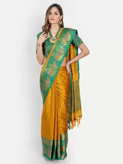 Cotton Silk Woven Design Sarees with Blouse Piece