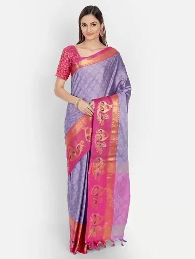 Classic Silk Blend Saree with Blouse Piece for Women