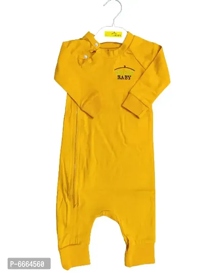 Hatch Baby Mustards Yellow Color Unisex Rompers/Sleep Suits for Baby Boys and Girls-thumb0