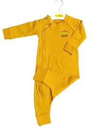 Hatch Baby Mustards Yellow Color Unisex Rompers/Sleep Suits for Baby Boys and Girls-thumb1