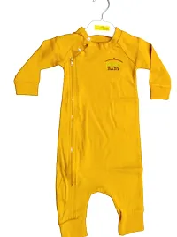 Hatch Baby Mustards Yellow Color Unisex Rompers/Sleep Suits for Baby Boys and Girls-thumb2