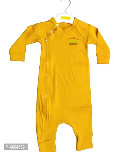 Hatch Baby Mustards Yellow Color Unisex Rompers/Sleep Suits for Baby Boys and Girls-thumb3