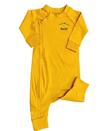 Hatch Baby Mustards Yellow Color Unisex Rompers/Sleep Suits for Baby Boys and Girls-thumb3