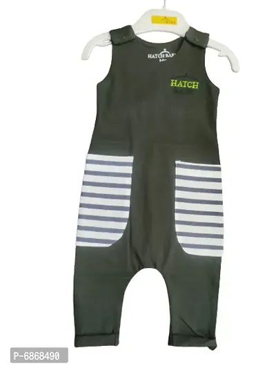 Hatch Baby Olive green Color Sleeveless Unisex Rompers/Sleep Suits for Baby Boys and Girls