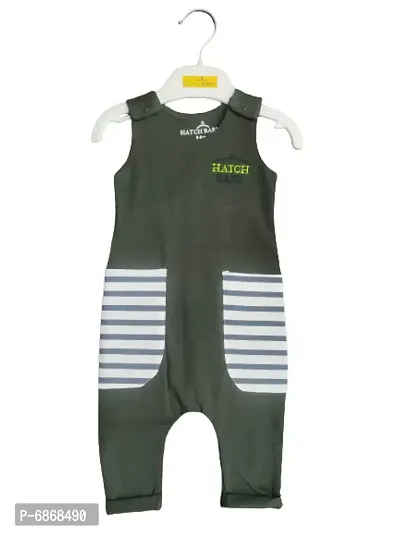 Hatch Baby Olive green Color Sleeveless Unisex Rompers/Sleep Suits for Baby Boys and Girls-thumb3
