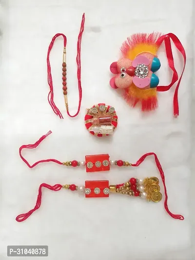 Brother and Sister Pair Rakhi Combo For Kids-thumb0