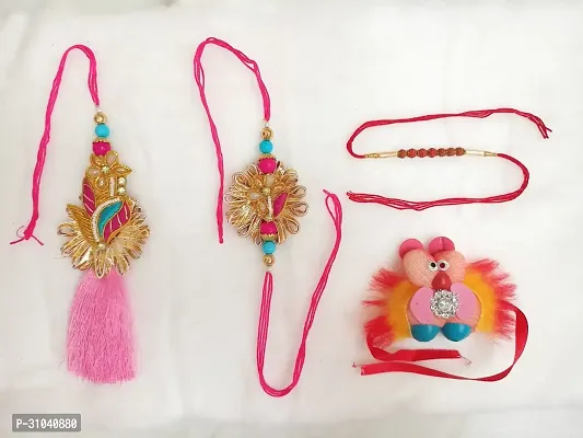 Brother and Sister Pair Rakhi Combo For Kids-thumb0