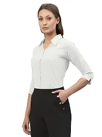 Women Regular Fit Solid V Collered Casual Shirt-thumb4