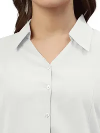 Women Regular Fit Solid V Collered Casual Shirt-thumb2