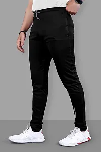 Men's Slim Fit Solid Lycra Blend Full Elastic Sport Wear Running Gym Stretchable Jogger Track Pant-thumb1