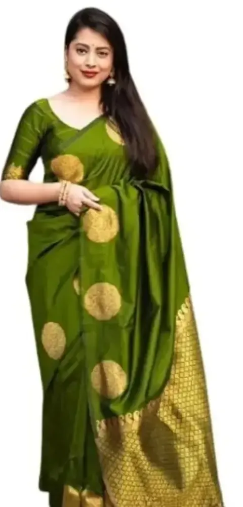 Stylish Pure Silk Woven Design Saree with Blouse piece For Women