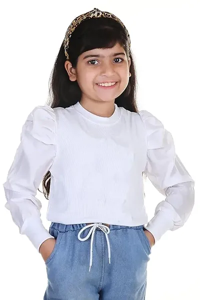 KIROTO Stylish Fancy Puff Full Sleeve Tops for Girls Kids Nyon